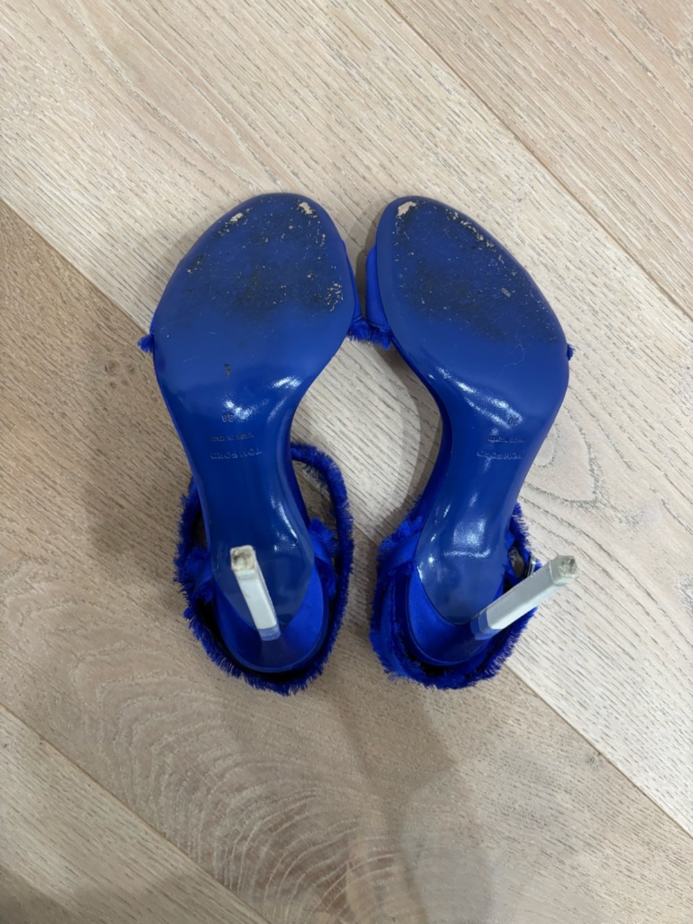Tom Ford Satin Blue and white Heeled Sandals size 38. - Picture 10 of 12